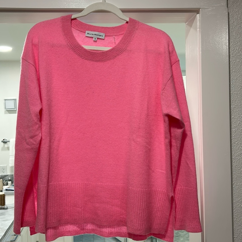 White and Warren Pink Cashmere Sweater